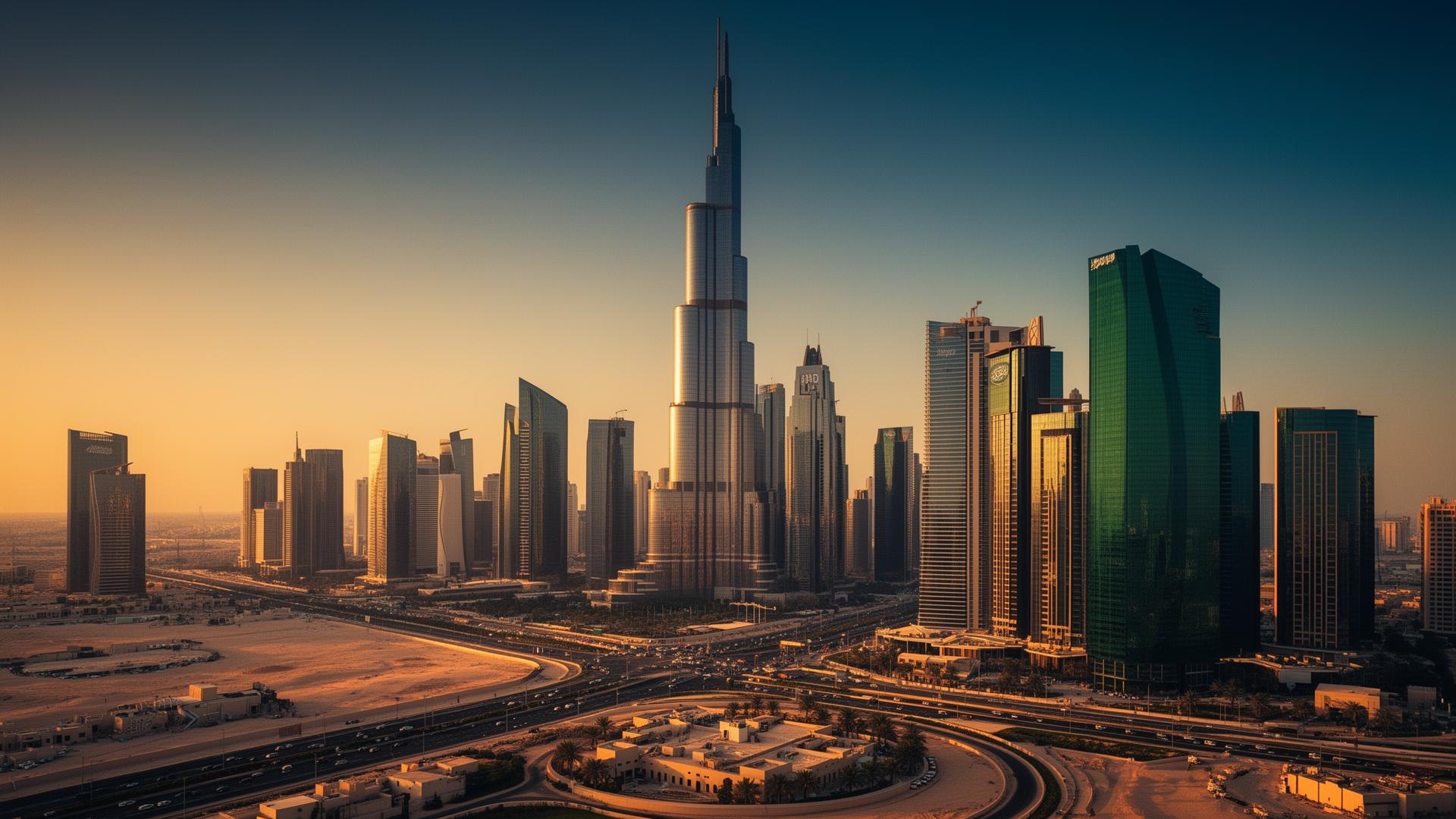 Riyadh skyline at golden hour